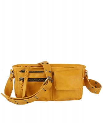 Small Crossbody Bag Adjustable Strap Mini Purse CQF004 MUSTARD